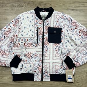 Levi’s Paisley White Bandana Quilted Bomber/Puffer Jacket Men’s Size XL $150 NWT